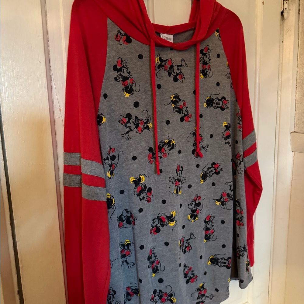 Red and Gray Minnie Mouse Hoodie